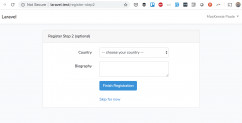Laravel Two-Step Registration: Optional Fields for Country and Bio