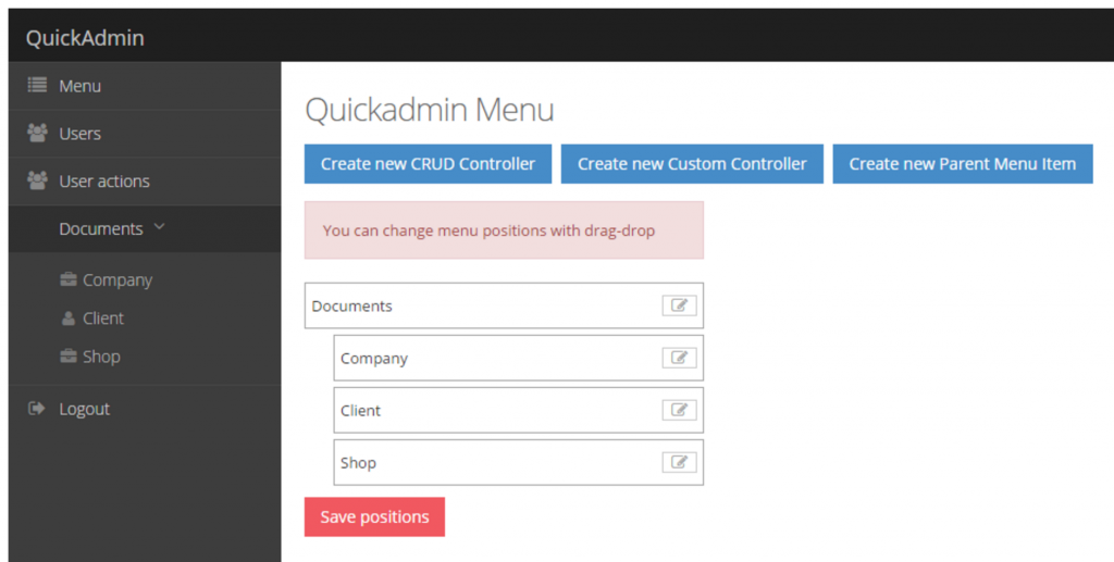 Laravel Daily Quickadmin