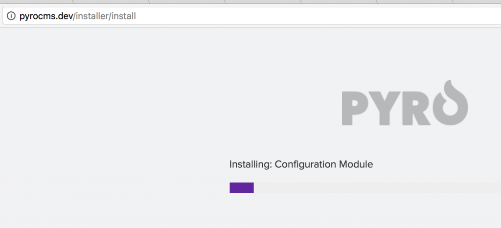 pyrocms install progress