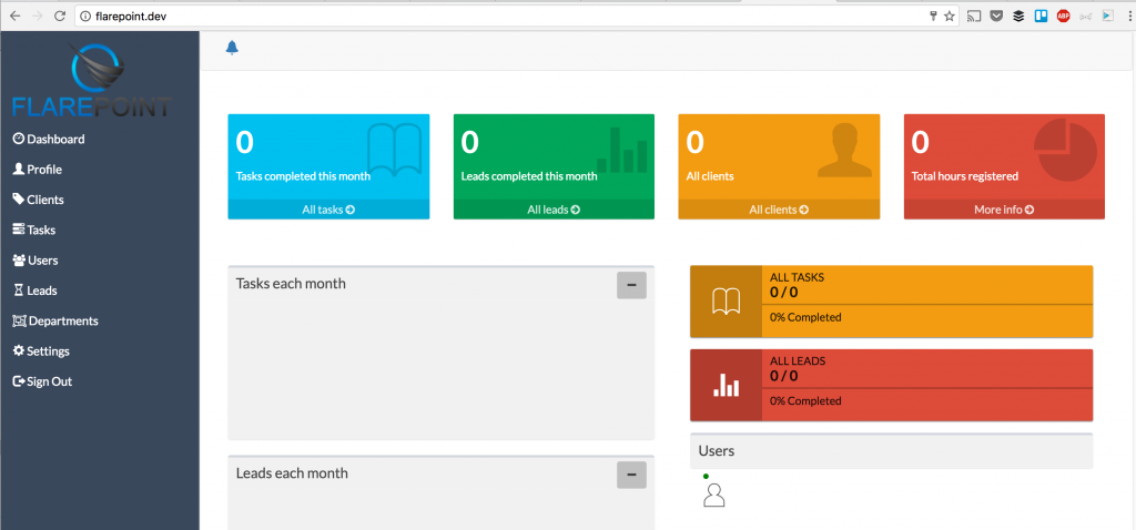 flarepoint crm dashboard