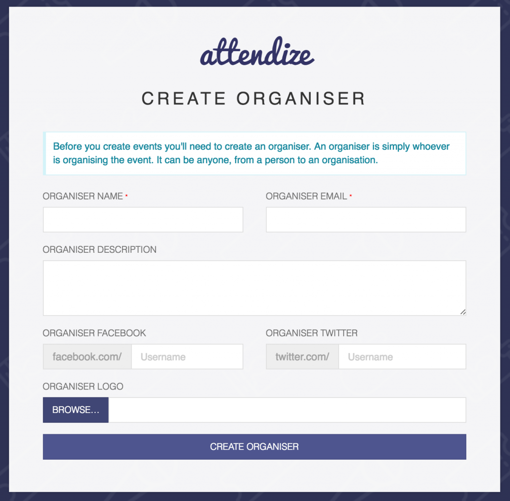 attendize create organiser