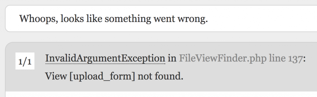 laravel file upload view error