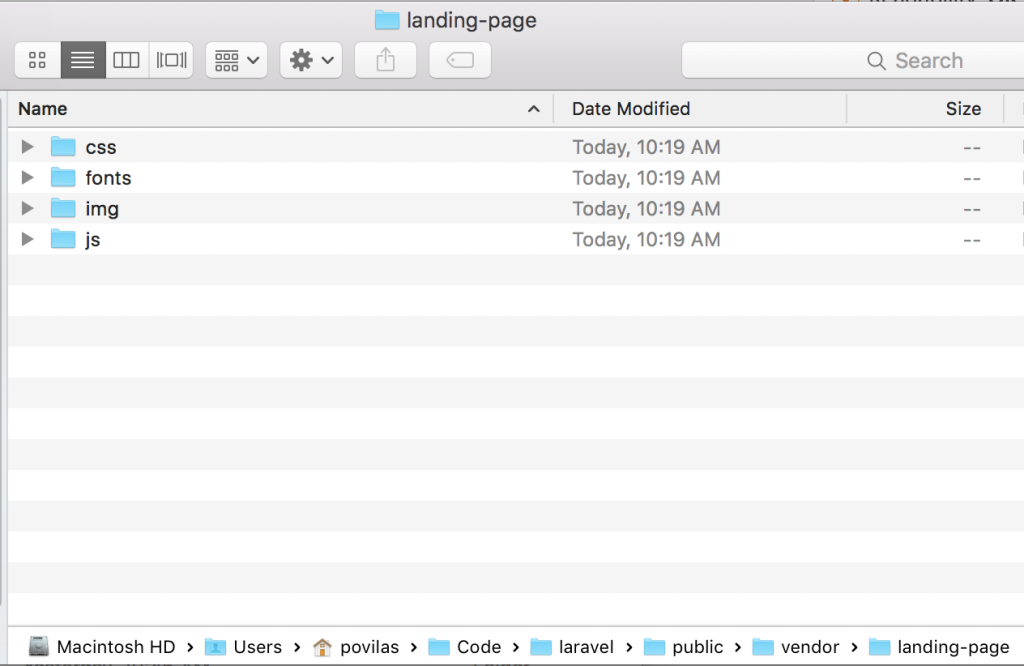 laravel public landing page folder