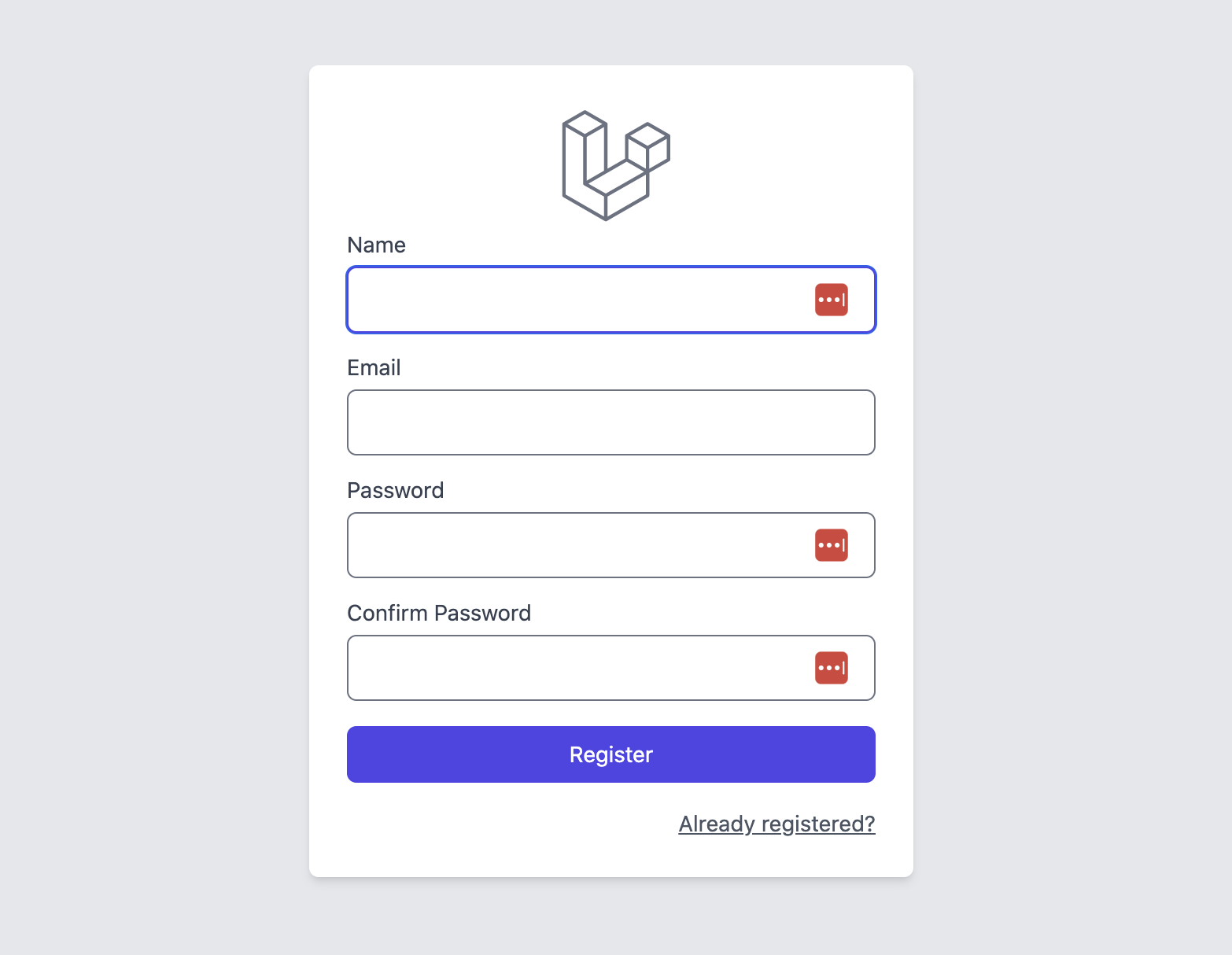 Laravel registration form